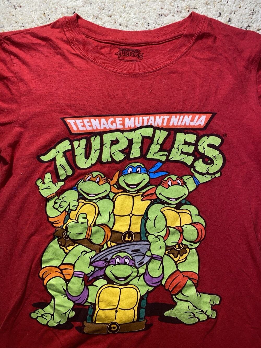 Teenage Mutant Ninja Turtles Womens Medium Red Graphic T Shirt TMNT Retro